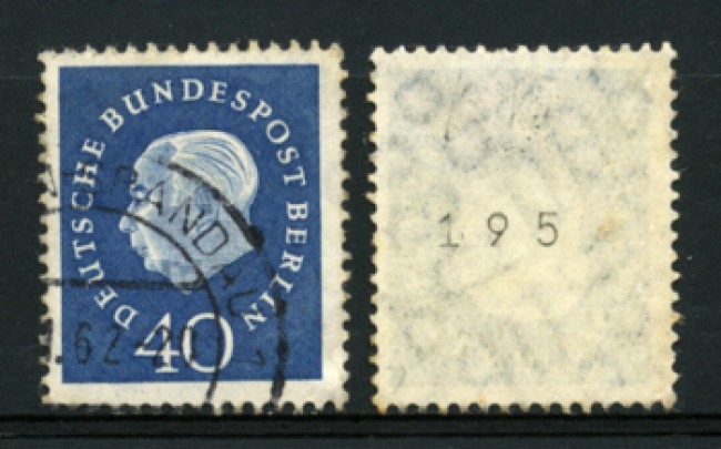 1959 - LOTTO/11969 - BERLINO - 40p. T.HEUSS CON CIFRA DI CONTROLLO . USATO
