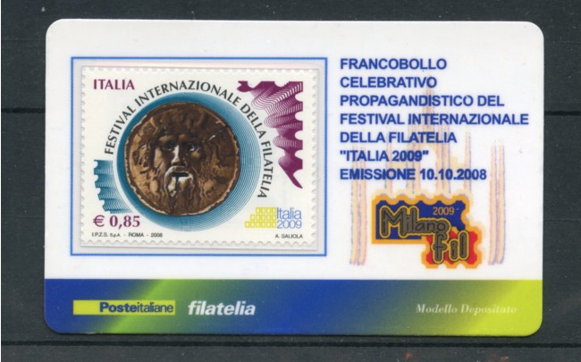 2008 - LOTTO/22702 - REPUBBLICA - FESTIVAL FILATELIA - TESSERA FILATELICA