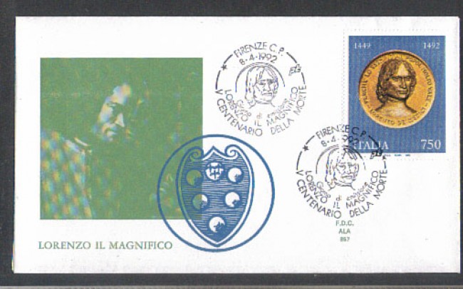 1992 - LOTTO/6985Z - REPUBBLICA - LORENZO IL MAGNIFICO - FDC