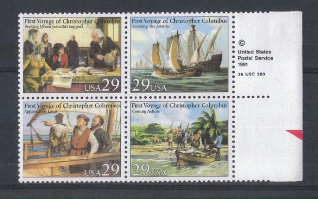 1992 - LOTTO/6986C - STATI UNITI - COLOMBO 4v.