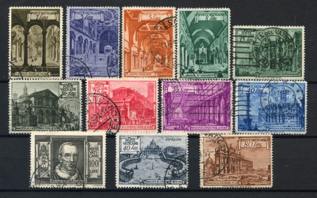 1949 - VATICANO - BASILICHE ROMANE 12v. - USATI - LOTTO/36714