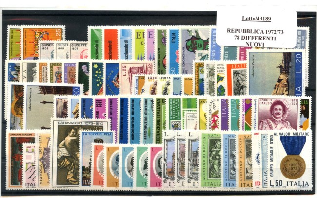 1972/1973 - REPUBBLICA - LOTTO/43149 - INSIEME DI 78 FRANCOBOLLI NUOVI -