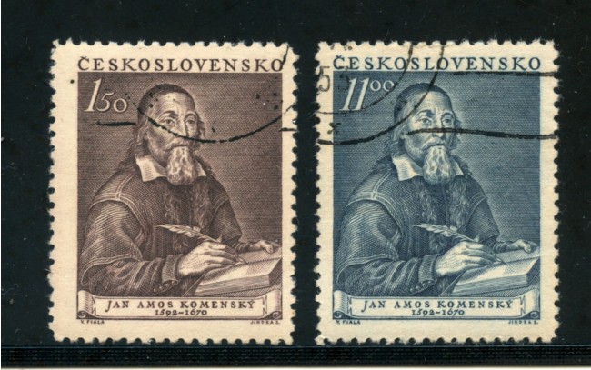 1952 - LOTTO/21223 - CECOSLOVACCHIA - JAN AMOS KOMENSKY 2v. - USATI
