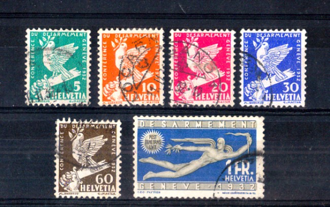 1932 - LOTTO/SVI259CPU - SVIZZERA - CONFERENZA DISARMO 6v. - USATI