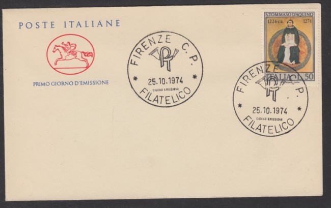1974 - LOTTO/15367 - REPUBBLICA - S.TOMMASO D\\\'AQUINO - BUSTA FDC