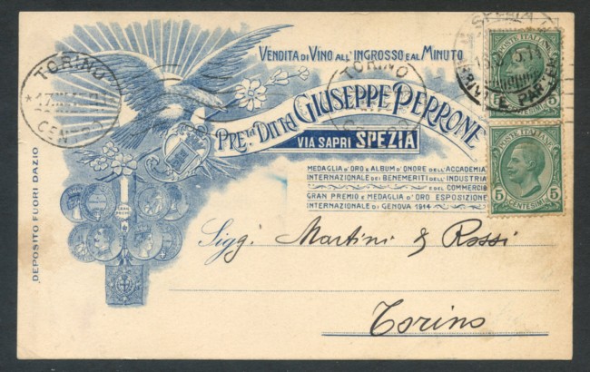 SPEZIA - 1915 - LOTTO/19830GA - DITTA GIUSEPPE PERRONE VINO - VIAGGIATA