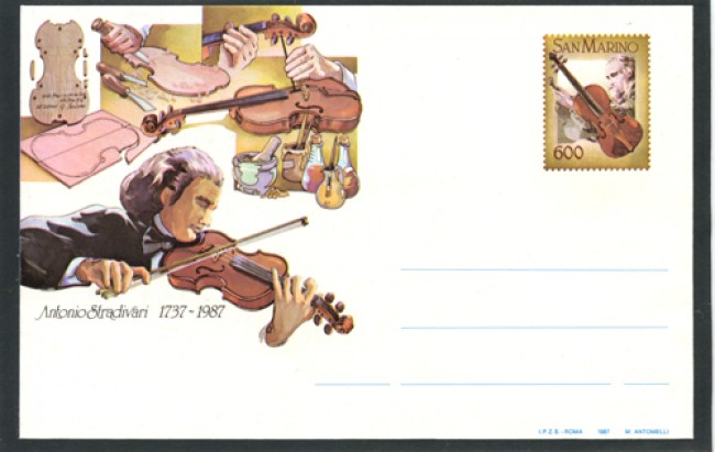 1987 - LOTTO/12224 - SAN MARINO - 600 LIRE STRADIVARI - BUSTA POSTALE - NUOVA