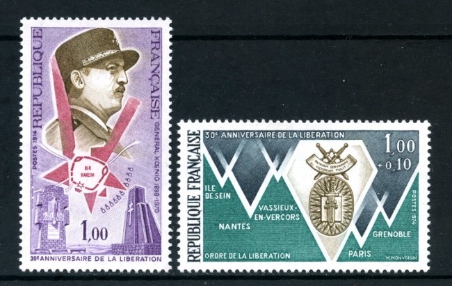 1974 - FRANCIA - ANNIVERSARIO LIBERAZIONE 2v. - NUOVI - LOTTO/26094