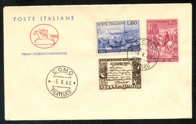 1960 - REPUBBLICA - CENTENARIO SPEDIZIONE DEI MILLE - BUSTA FDC - LOTTO/31904