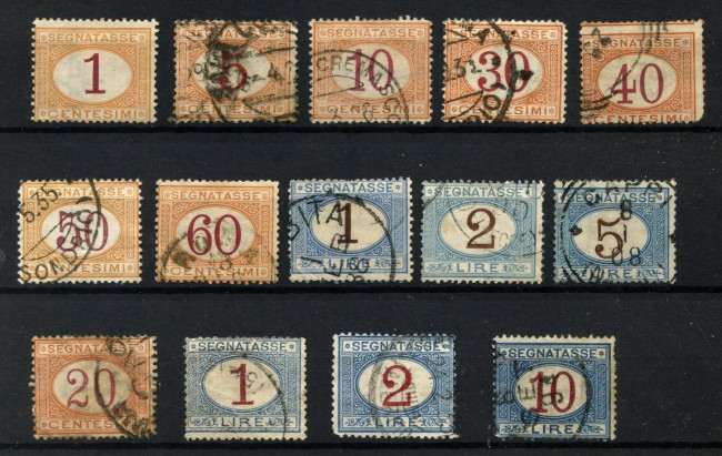 1870 - REGNO - LOTTO/47802 - INSIEME DI 14 FRANCOBOLLI SEGNATASSE