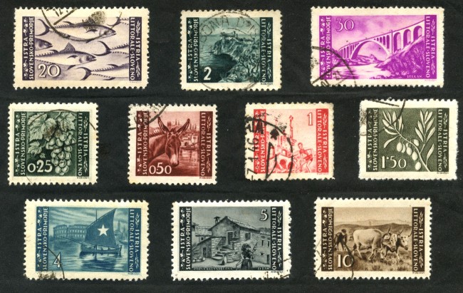 1945 - ISTRIA E LITORALE SLOVENO - EMISSIONE BILINGUE 10v. USATI - LOTTO/31700A