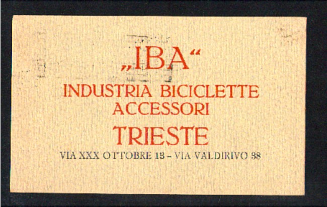 TRIESTE - 1925 - LOTTO/10809 - IBA INDUSTRIA BICICLETTE