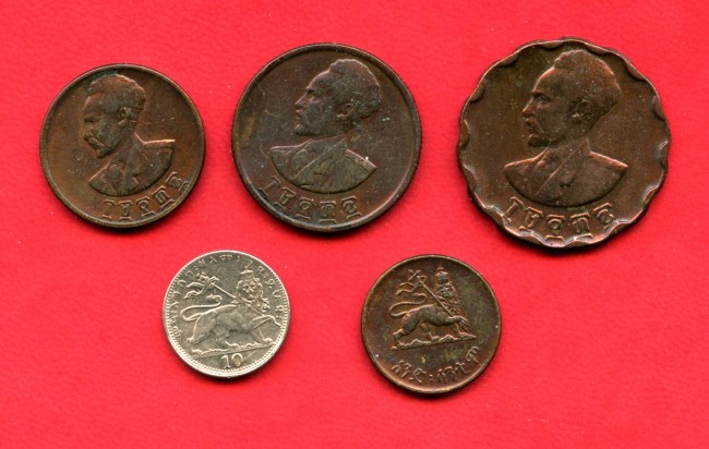 1931/44 - ETIOPIA - HAILE SELASIE INSIEME DI 5 MONETE DIFFERENTI - LOTTO/M32380