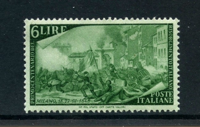 1948 - REPUBBLICA - 6 LIRE CENTENARIO DEL RISORGIMENTO - NUOVO - LOTTO/30353