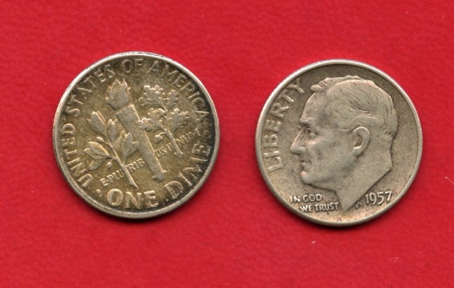 1957 - STATI UNITI - 1 DIME ROOSEVELT ARGENTO - LOTTO/M26190