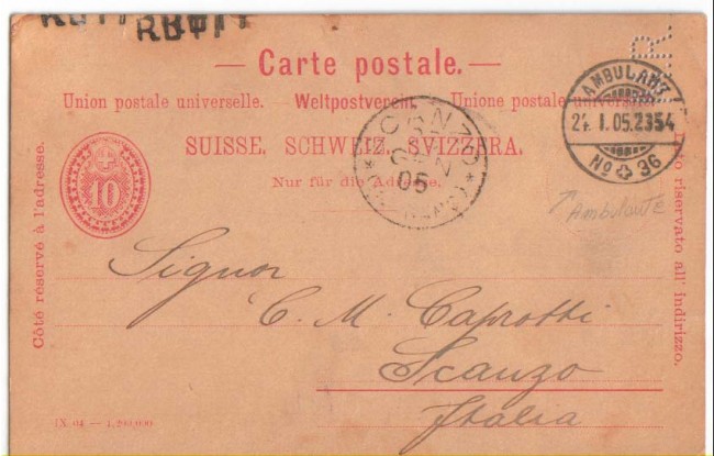 1905 - LBF/2822 -  SVIZZERA - CARTOLINA POSTALE - USATA