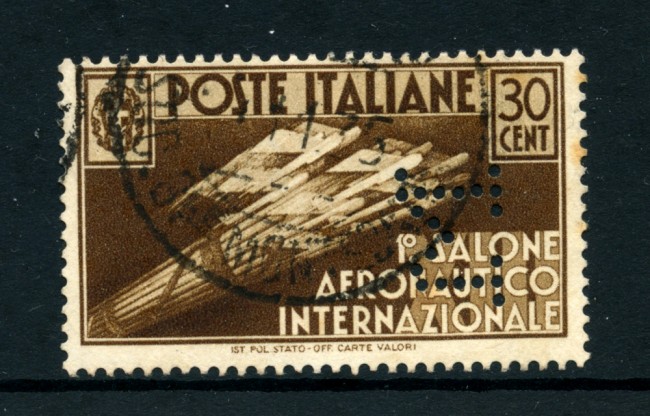 1935 - LOTTO/22091 - REGNO - 30CENT. SALONE AERONAUTICO - USATO PERFIN
