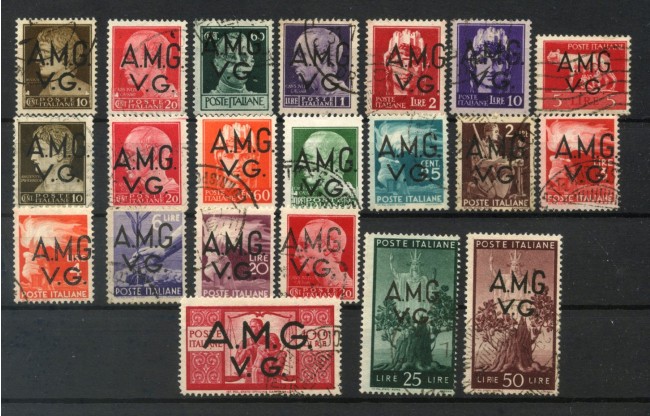 1945/47 - VENEZIA GIULIA - GOVERNO MILITARE -  LOTTO/40123 - SOPRASTAMPATI 21v. - USATI