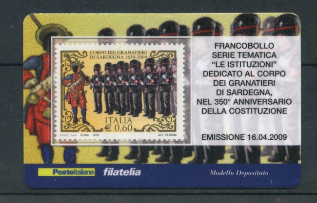 2009 - LOTTO/22714 - REPUBBLICA - GRANATIERI SARDEGNA - TESSERA FILATELICA