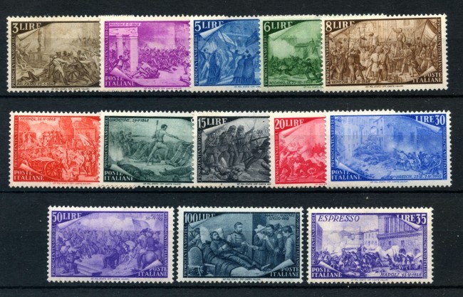 1948 - REPUBBLICA - CENTENARIO DEL RISORGIMENTO 13v. - NUOVI - LOTTO/30349