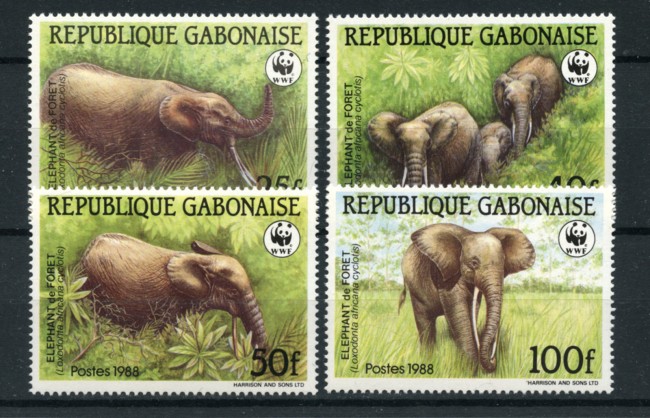 1988 - LOTTO/19295 - GABON - ELEFANTE DELLE FORESTE 4v. - NUOVI