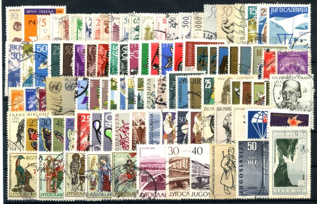 1961/1965 - JUGOSLAVIA - LOTTO/43170 - COLLEZIONE DI 100 FRANCOBOLLI USATI E/O NUOVI LINGUELLATI
