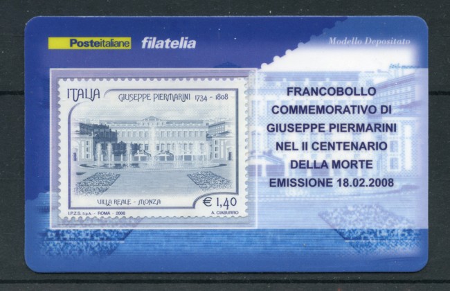2008 - LOTTO/22687 - REPUBBLICA - GIUSEPPE PIERMARINI - TESSERA FILATELICA