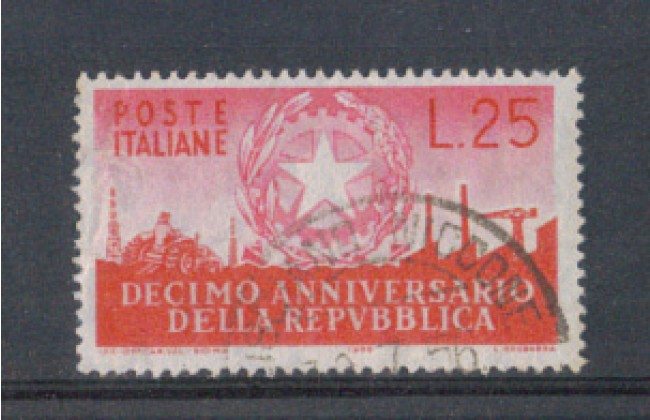 1956 - LOTTO/6302U - REPUBBLICA - 25 L. ANNIVERSARIO REPUBBLICA 