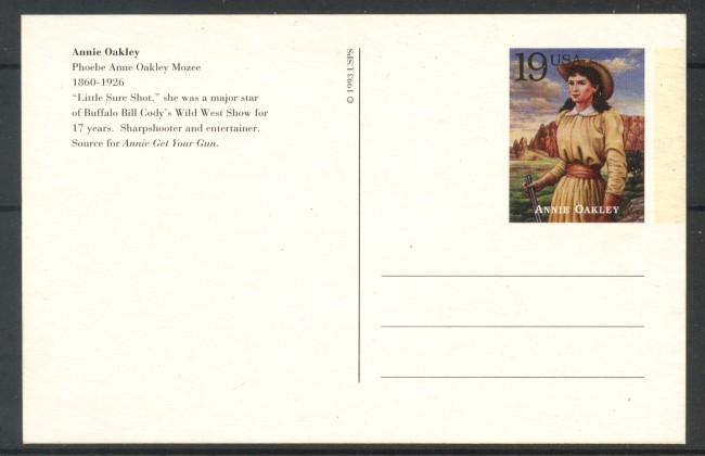1993 - STATI UNITI - LOTTO/38080 - ANNIE  OAKLEY - CARTOLINA POSTALE - NUOVA