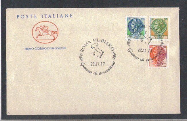 1977 - LOTTO/6670ZC - REPUBBLICA - SIRACUSANA 3v. - FDC