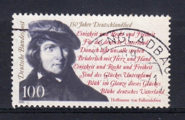1991 - GERMANIA FEDERALE - 100p. INNO NAZIONALE - USATO - LOTTO/31251U