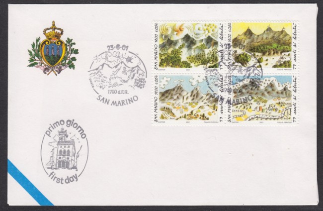 2001 - LOTTO/13309 - SAN MARINO - FONDAZIONE DELLA RPUBBLICA - BUSTA FDC