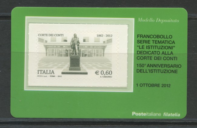 2012 - LOTTO/22795 - REPUBBLICA - CORTE DEI CONTI - TESSERA FILATELICA