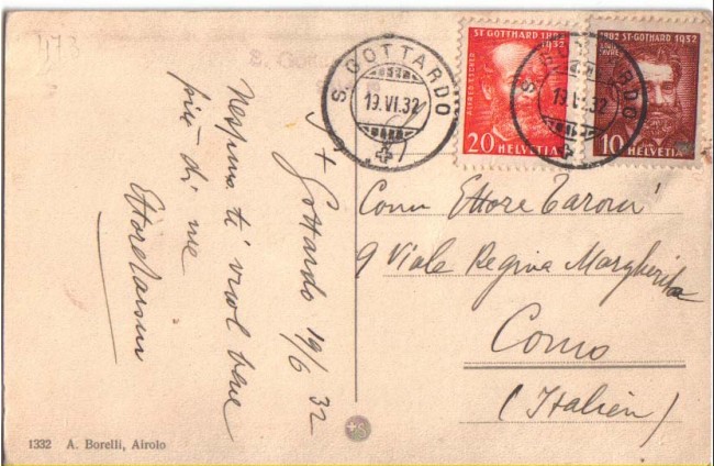 1932 - LBF/2838 - SVIZZERA - TRAFORO DEL GOTTARDO - CARTOLINA