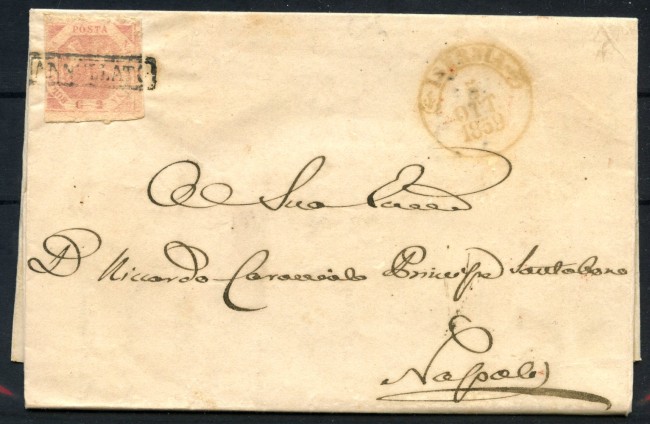 1859 - REGNO DI SICILIA NAPOLI - LOTTO/41048 - 2 GRANA SU LETTERA DA ISERNIA A NAPOLI