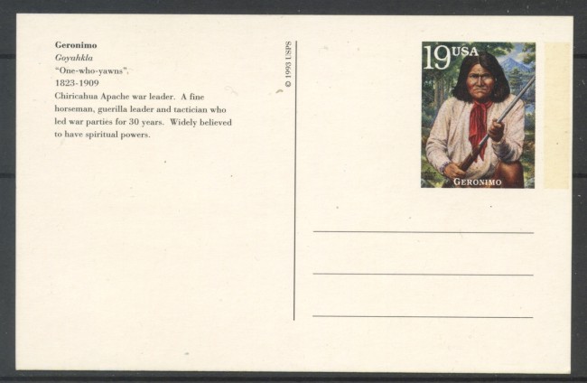 1993 - STATI UNITI - LOTTO/38085 - GERONIMO - CARTOLINA POSTALE - NUOVA