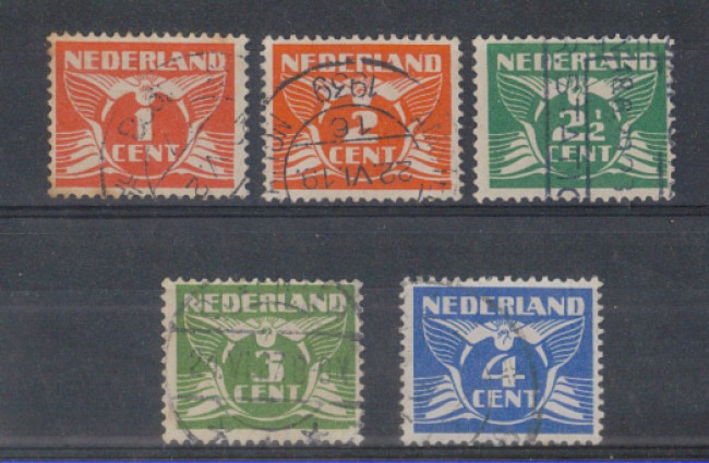 1924 - LOTTO/8643U - OLANDA - CIFRA 5v. USATI