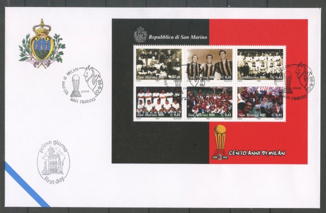 1999 - SAN MARINO - CENTO ANNI DI MILAN - FOGLIETTO - BUSTA FDC - LOTTO/31790