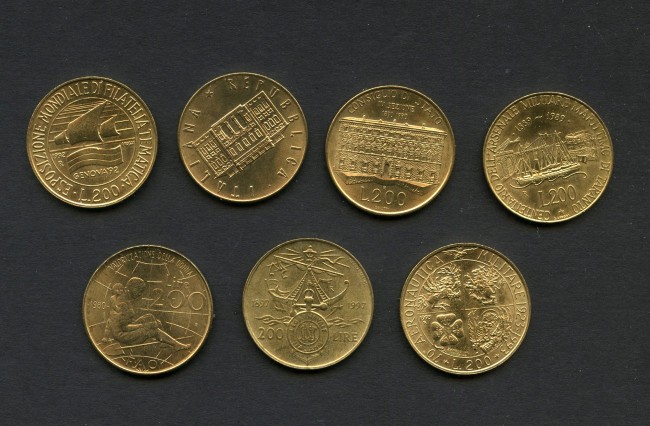 1980/1990 - REPUBBLICA - LOTTO/M43688 INSIEME DI 7 MONTE DA LIRE 200 COMMEMORATIVE