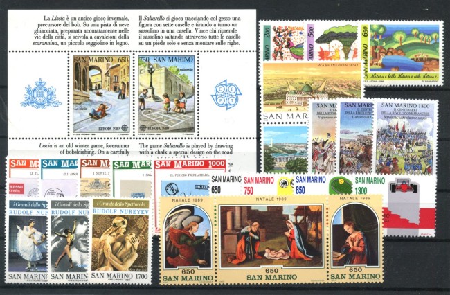 1989 - SAN MARINO - LOTTO/42975 - ANNATA COMPLETA 23v. + 1 FOGLIETTO NUOVI