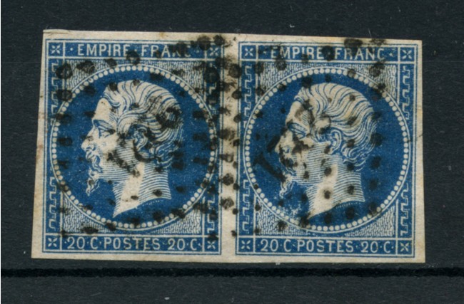 1854 - LOTTO/16678  FRANCIA - 20c. AZZURRO SCURO COPPIA - USATI