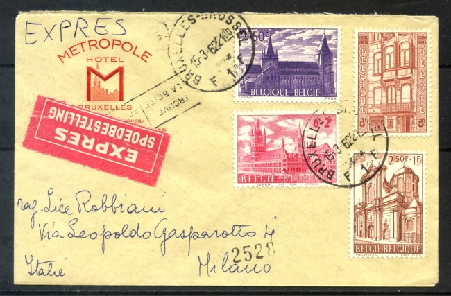 1962 - BELGIO - BUSTA PER ESPRESSO DA BRUXELLES A MILANO - LOTTO/31727