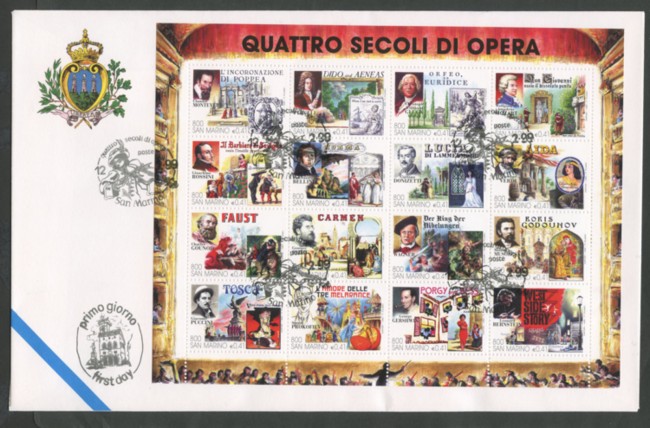 1999 - LOTTO/13276 - SAN MARINO - QUATTRO SECOLI DI OPERA  - BUSTA FDC