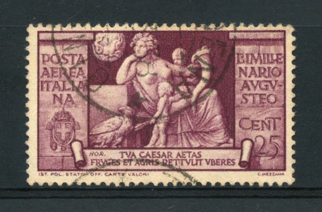 1937 - LOTTO/14840 - REGNO - POSTA AEREA 25c. BIMILLENARIO AUGUSTO - USATO