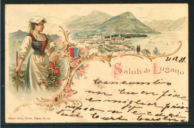 SVIZZERA - 1900  LUGANO - LOTTO/20805GA - SALUTI DA LUGANO VIAGGIATA