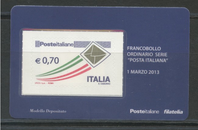 2013 - LOTTO/22830 - REPUBBLICA - 0,70 ORDIANARIO - TESSERA FILATELICA