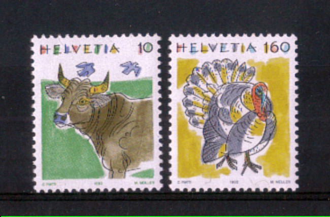 1992 - LOTTO/SVI1390CPN - SVIZZERA -  ANIMALI 2v. - NUOVI