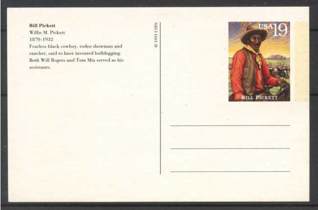 1993 - STATI UNITI - LOTTO/38082 - BILL PICKETT - CARTOLINA POSTALE - NUOVA
