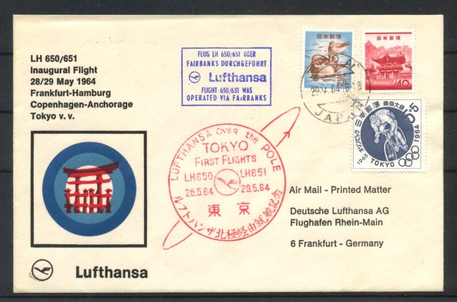1964 - GIAPPONE - LOTTO/41600 - PRIMO VOLO TRANSPOLARE LUFTHANSA TOKYO FRANCOFORTE