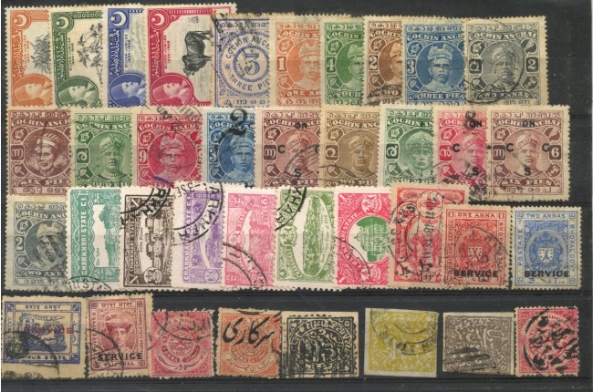 STATI INDIANI - LOTTO/48409 - COLLEZIONE DI 36 FRANCOBOLLI  ANTICHI STATI INDIANI